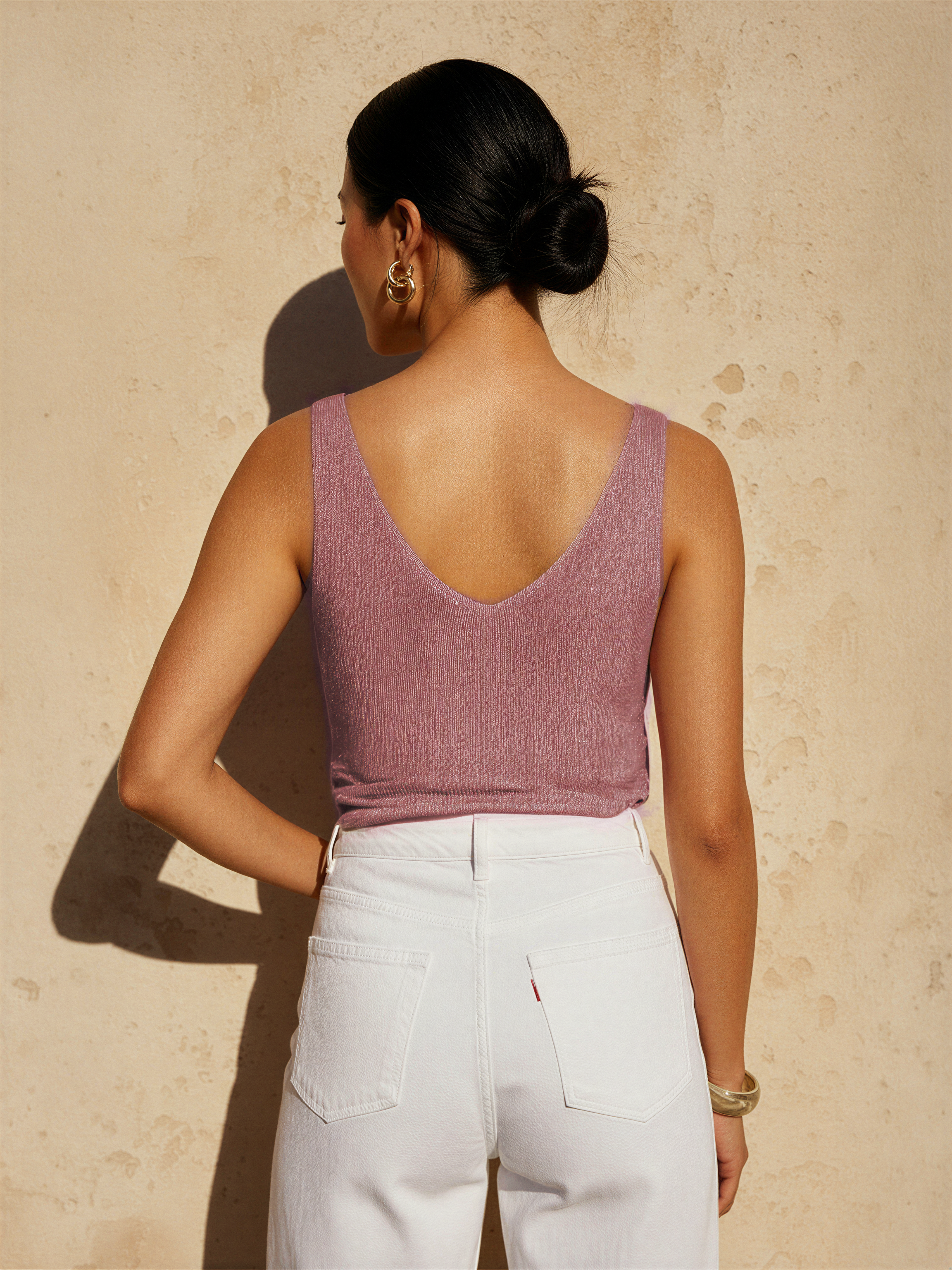 Rhinestone Embellished Shimmer Top