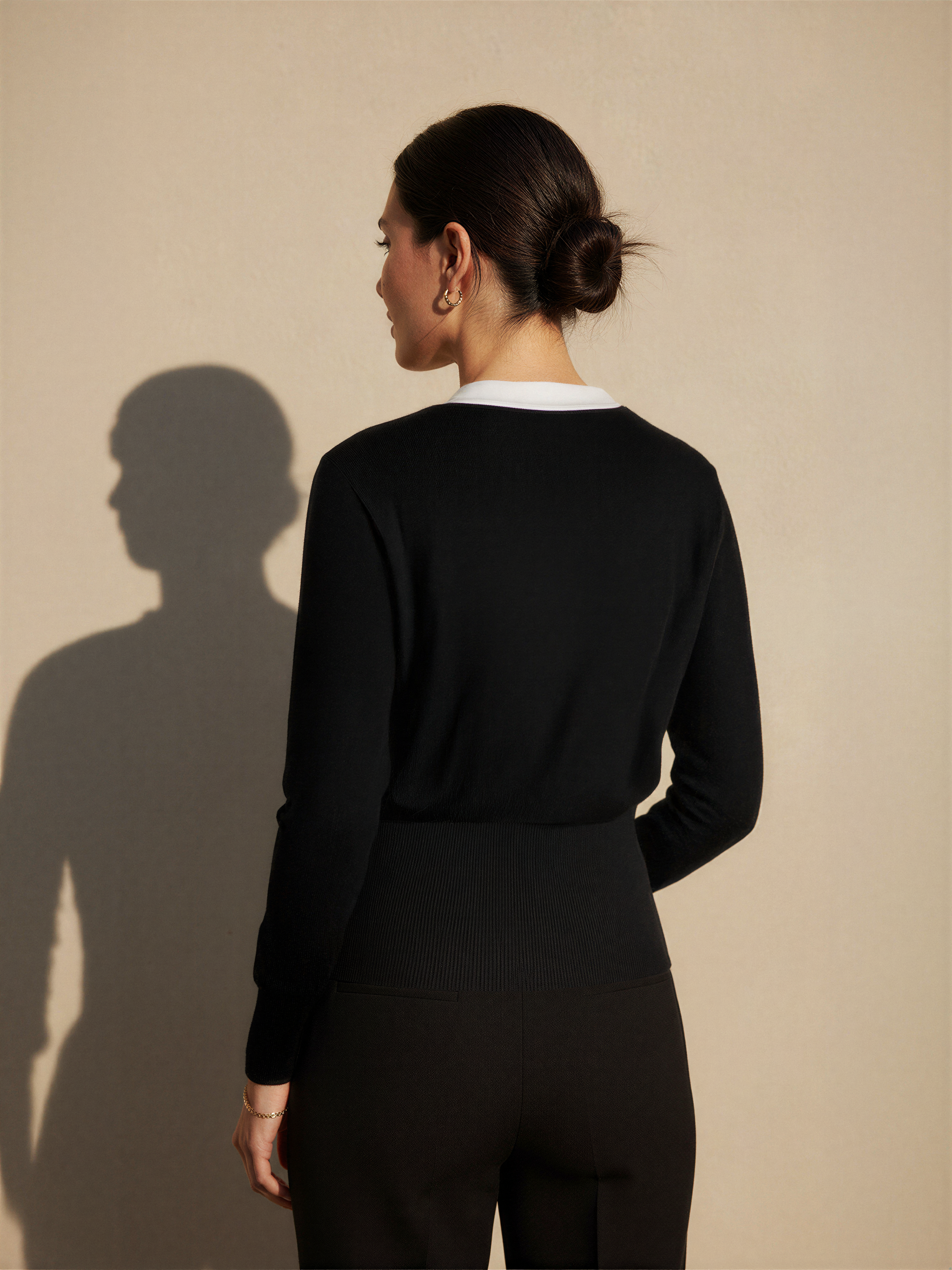 Bow Tie Knit Cardigan with Pearl Buttons