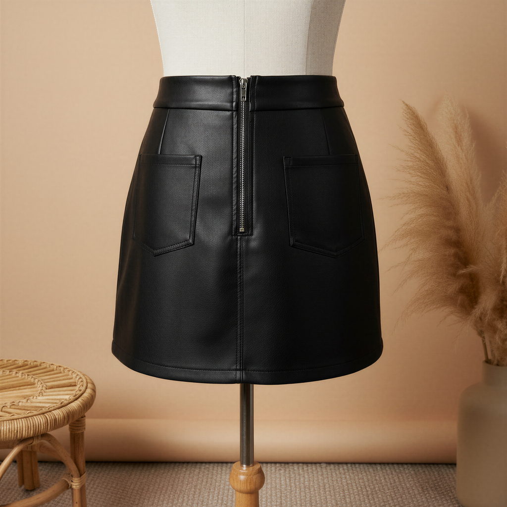 The Lior Belted Vegan Leather Skirt